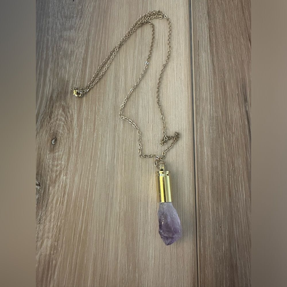 Boutique Raw Amethyst Bullet Necklace